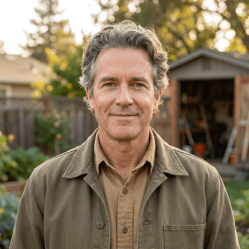 Male homeowner in his late 30s, White, casual approachable appearance suitable for a testimonial avatar