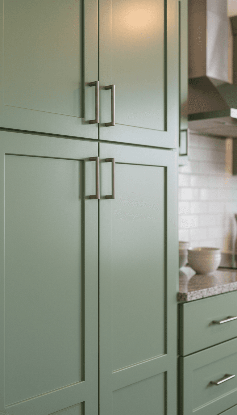 Freshly painted cabinet doors with a smooth, clean finish
